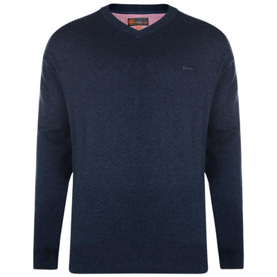 Dark Slate Gray Cotton V-Neck Sweater
