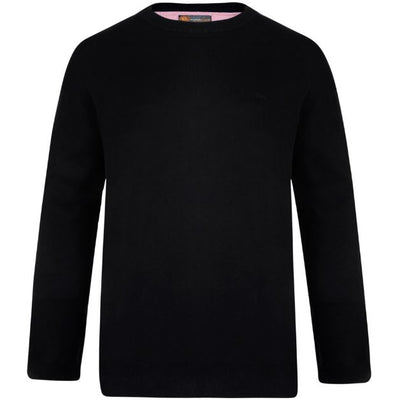 Black King Size Cotton Crewneck Sweater